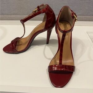 Anne Klein Burgundy T-Strap Heels
